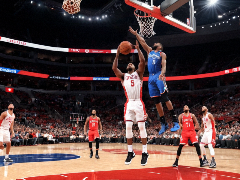 NBA常规赛比赛中球员突破上篮的瞬间
